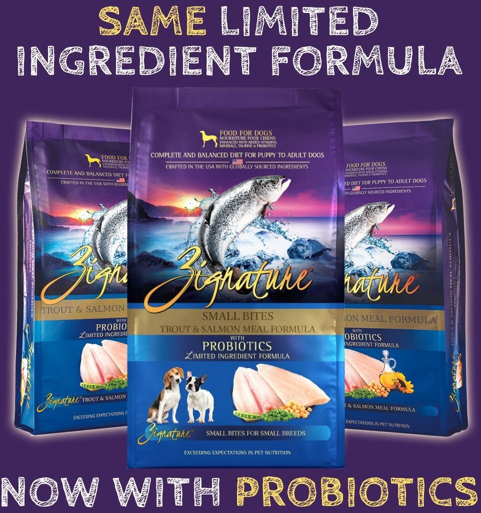 ZIGNATURE Small Bites Trout & Salmon Meal Dry Dog Food, 4lb bag