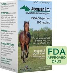 Adequan Equine (polysulfated glycosaminoglycan) Injectable for Horses, 100mg/mL, 50-mL vial slide 1 of 4