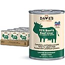 Dave's Pet Food 95% Premium Beef & Beef Liver Grain-Free Recipe Canned Dog Food, 12.5-oz, case of 12