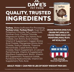 Dave's Pet Food 95% Premium Turkey & Turkey Liver Grain-Free Recipe Canned Dog Food, 12.5-oz, case of 12 slide 2 of 4