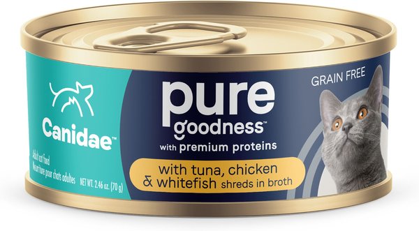 CANIDAE Adore Grain-Free Tuna, Chicken & Whitefish in Broth Canned Cat Food, 2.46-oz, case of 24 slide 1 of 4