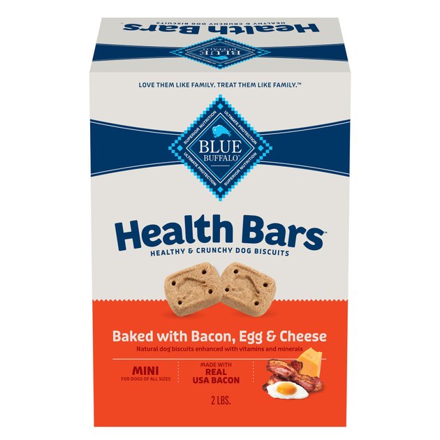 BLUE BUFFALO Mini Health Bars Baked with Bacon, Egg & Cheese Dog Treats