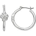 Pet Friends Paw Hoop Earrings, Silver Crystal