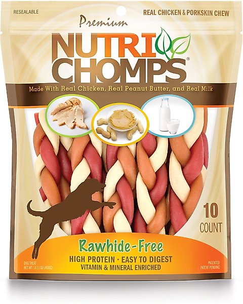 Nutri Chomps 6" Mixed Flavor Braid Dog Treats, 10 count slide 1 of 2