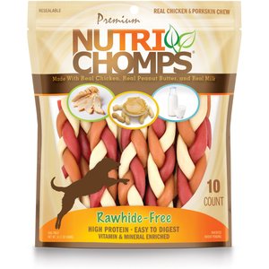 Nutri Chomps 6" Mixed Flavor Braid Dog Treats, 10 count