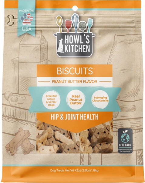 Howl's Kitchen Hip & Joint Peanut Butter Flavor Biscuits Dog Treats, 2.62-lb bag slide 1 of 9