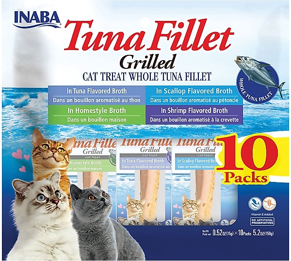 Inaba Ciao Grilled Tuna Fillet Variety Pack Grain-Free Cat Treat, 10 count slide 1 of 3