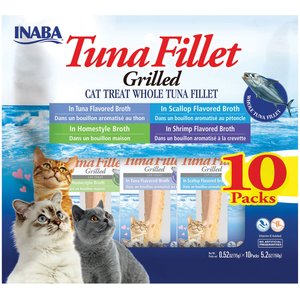 Inaba Ciao Grilled Tuna Fillet Variety Pack Grain-Free Cat Treat, 10 count