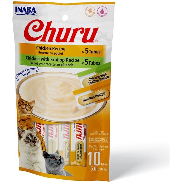 INABA Churu Chicken Puree Variety Pack GrainFree Lickable Cat Treat, 20 count