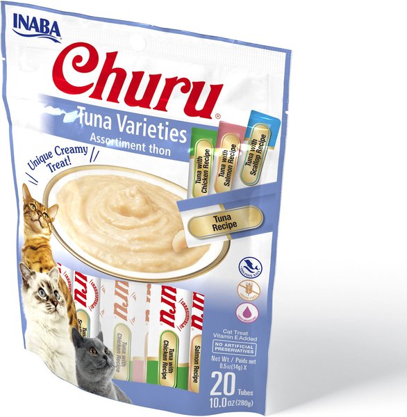 Inaba Churu Tuna Puree Variety Pack Grain-Free Lickable Cat Treat, 20 count bag slide 1 of 11