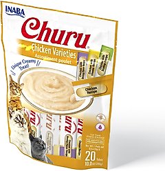 Inaba Churu Chicken Puree Variety Pack Grain-Free Lickable Cat Treat, 20 count
