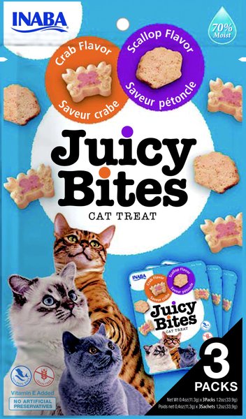 Inaba Juicy Bites Scallop & Crab Flavor Soft & Chewy Cat Treats, 0.4-oz pouch, 3 count slide 1 of 8