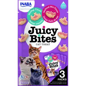 Inaba Ciao Juicy Bites Shrimp & Seafood Mix Flavor Grain-Free Cat Treats, 3 count