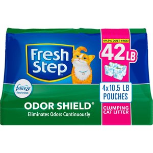 Fresh Step Odor Shield Febreze Scented Clumping Clay Cat Litter, 10.5-lb box, pack of 4