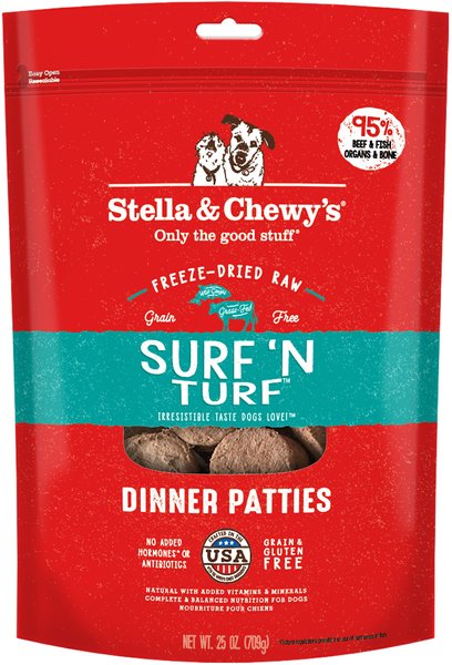 Stella & Chewy's Surf 'N Turf Dinner Patties Freeze-Dried Raw Dog Food, 25-oz bag slide 1 of 7