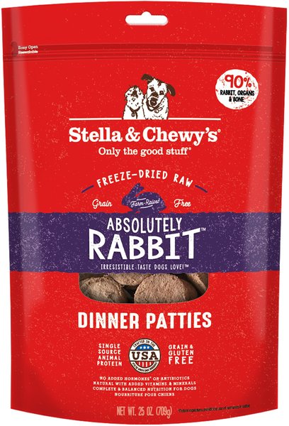 Stella & Chewy's Absolutely Rabbit Dinner Patties Freeze-Dried Raw Dog Food, 25-oz bag slide 1 of 8