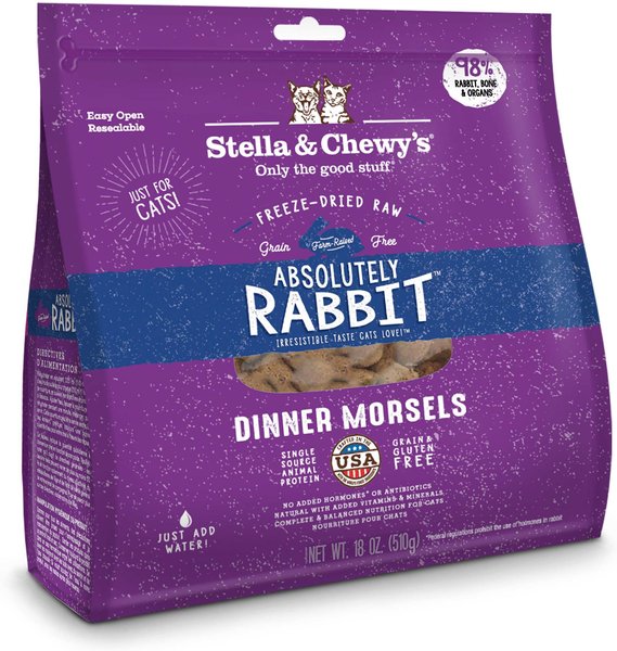 Stella & Chewy's Absolutely Rabbit Dinner Morsels Freeze-Dried Raw Cat Food, 18-oz bag slide 1 of 8