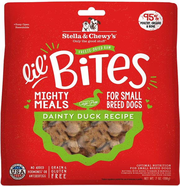 Stella & Chewy's Lil' Bites Dainty Duck Recipe Small Breed Freeze-Dried Raw Dog Food, 7-oz bag slide 1 of 4