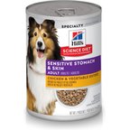 Hill's Science Diet Adult Sensitive Stomach & Skin Chicken & Vegetable Entrée Canned Dog Food, 12.8-oz, 12 Pack