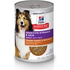 Hill's Science Diet Adult Sensitive Stomach & Skin Tender Turkey & Rice Stew Canned Dog Food, 12.5-oz, case of 12