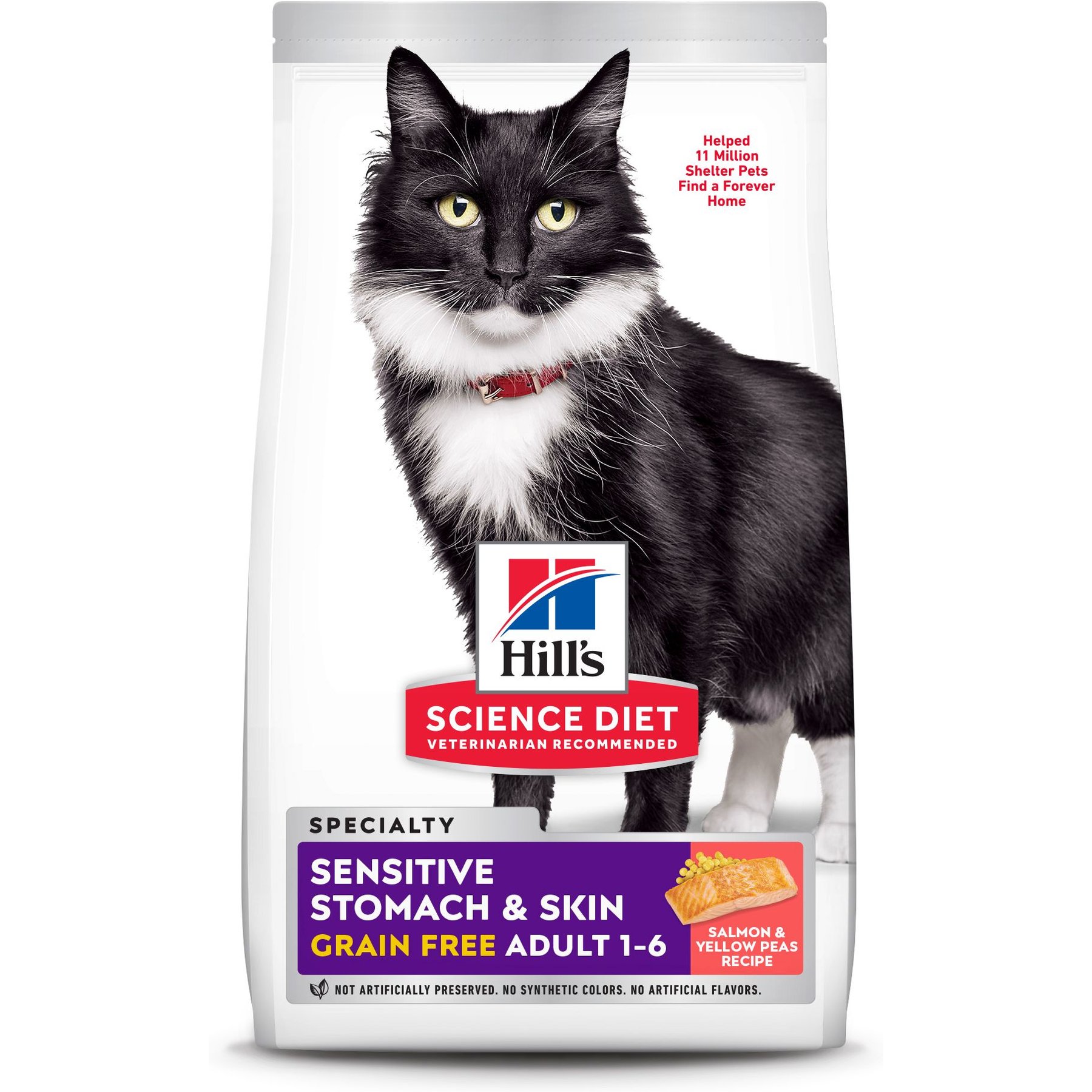 Hill s Science Diet Adult Sensitive Stomach Skin Grain Free Salmon Yellow Pea Recipe Dry Cat Food