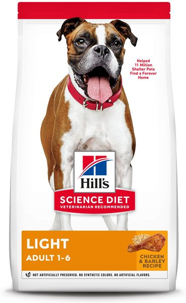 Information salvie Fleksibel HILL'S SCIENCE DIET Adult Light with Chicken Meal & Barley Dry Dog Food,  15-lb bag - Chewy.com