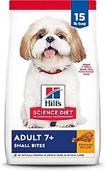 Hill's Science Diet Adult 7+ Small Bites Chicken Meal, Barley & Rice Recipe Dry Dog Food, 15-lb bag