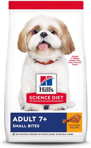 Hill's Science Diet Adult 7+ Small Bites Chicken Meal, Barley & Rice Recipe Dry Dog Food, 15-lb bag