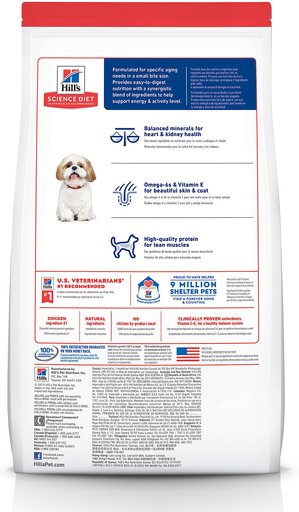 Hill's Science Diet Adult 7+ Small Bites Chicken Meal, Barley & Rice Recipe Dry Dog Food, 15-lb bag