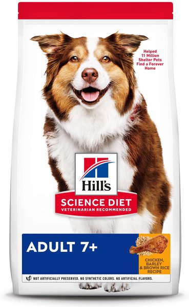 Hill's Science Diet Adult 7+ Chicken Meal, Rice & Barley Recipe Dry Dog Food, 15-lb bag slide 1 of 10