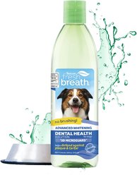 TropiClean Fresh Breath Advanced Whitening Dental Health Solution Dog Dental Water Additive, 16-oz bottle