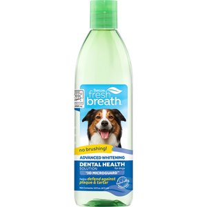 TropiClean Fresh Breath Advanced Whitening Dental Health Solution Dog Dental Water Additive, 16-oz bottle