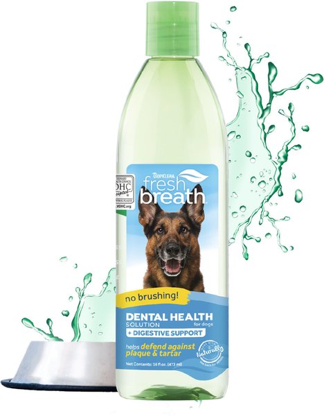 TropiClean Fresh Breath Dental Health Solution + Digestive Support Dog Dental Water Additive, 16-oz bottle slide 1 of 10