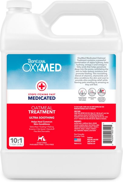 TropiClean OxyMed Medicated Oatmeal Dog & Cat Treatment Rinse, 1-gal bottle slide 1 of 3