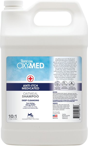 TropiClean OxyMed Medicated Anti-Itch Oatmeal Dog & Cat Shampoo, 1-gal bottle slide 1 of 11