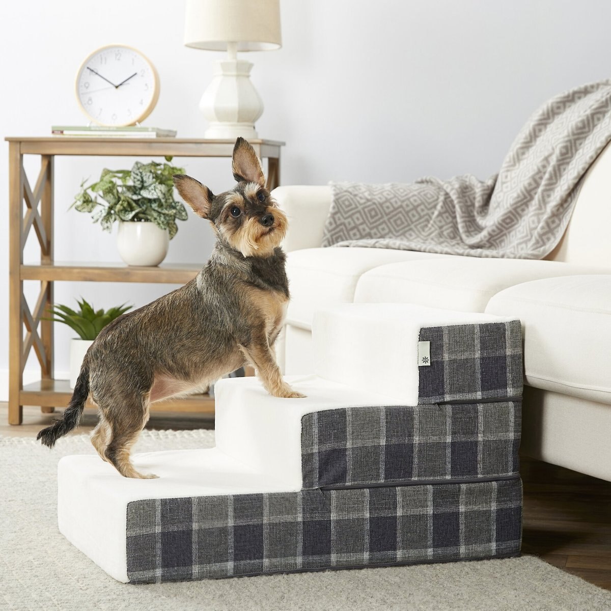 ZINUS Easy Cat & Dog Stairs, Checkered Gray, Medium, 3Step