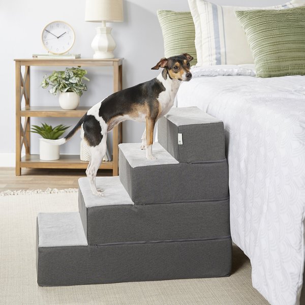 Discontinued - ZINUS Easy Cat & Dog Stairs, Grey, Large, 4-Step - Chewy.com