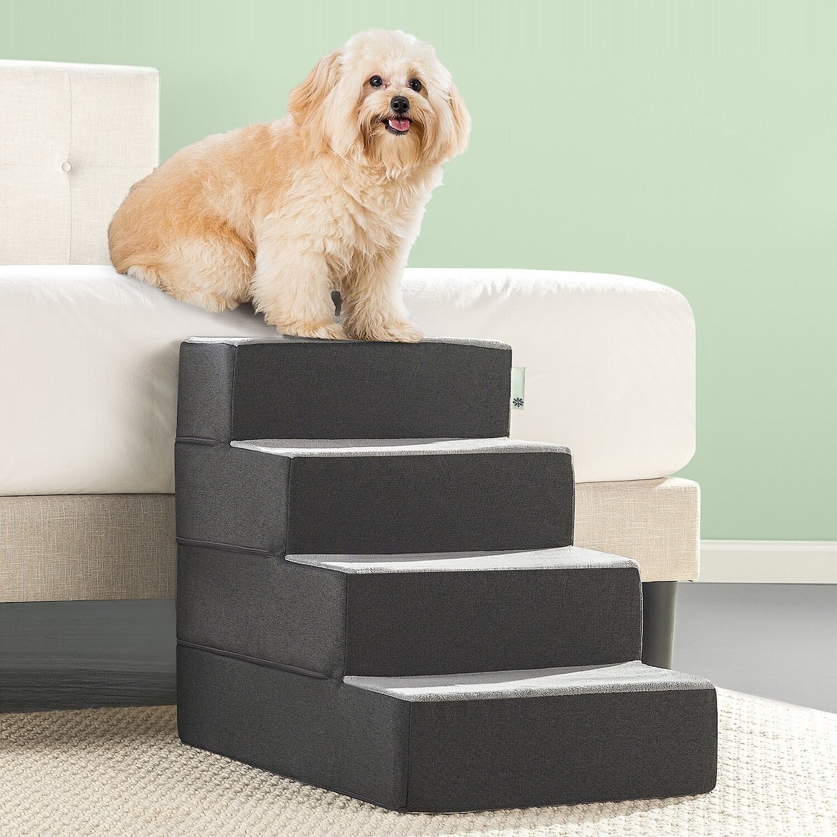 ZINUS Easy Cat & Dog Stairs, Grey, Large, 4Step