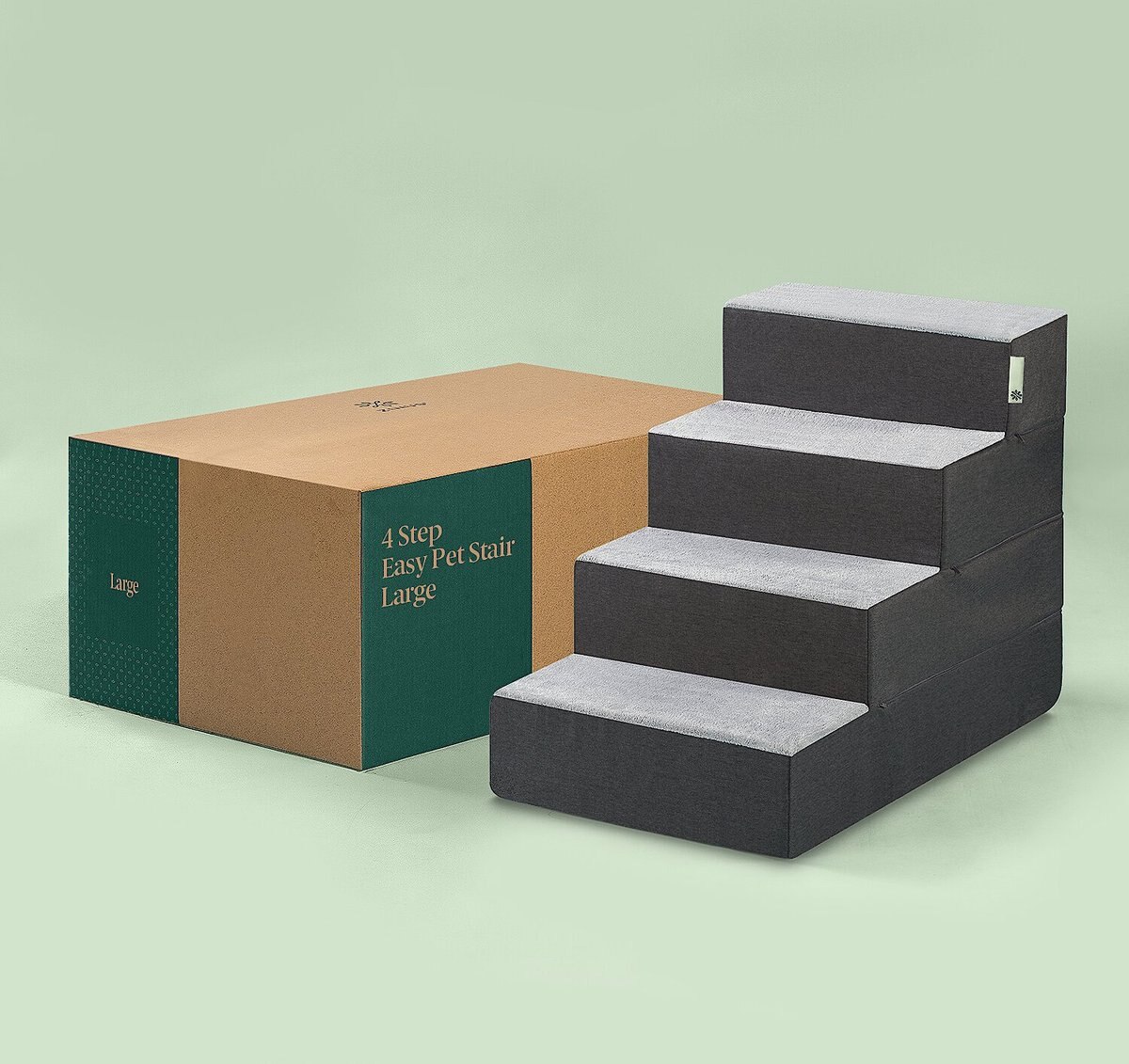 ZINUS Easy Cat & Dog Stairs, Grey, Large, 4Step