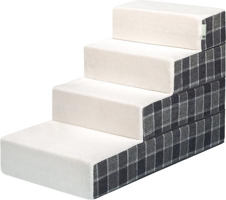 Show full view: Zinus Easy Cat & Dog Stairs, Grey Checked, Large, 4-Step slide 2 of 7