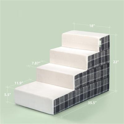 Show full view: Zinus Easy Cat & Dog Stairs, Grey Checked, Large, 4-Step slide 6 of 7