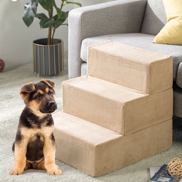 ZINUS Comfort Cat & Dog Stairs, Cream, Medium, 3 Step
