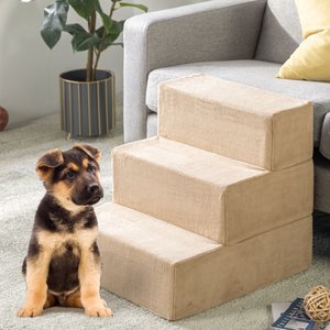 Zinus Comfort Cat & Dog Stairs, Cream, Medium, 3 Step