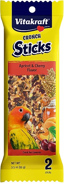 Vitakraft Crunch Sticks Apricot & Cherry Flavor Conure Bird Treat, 2 count slide 1 of 4