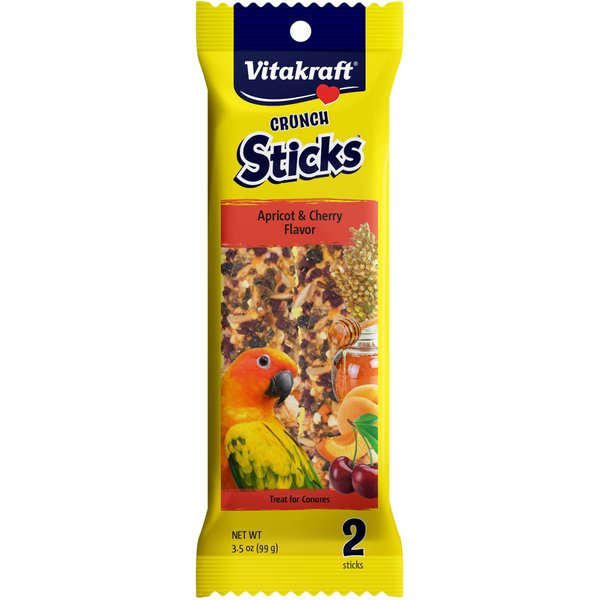 VITAKRAFT Crunch Sticks Apricot & Cherry Flavor Conure Bird Treat, 2
