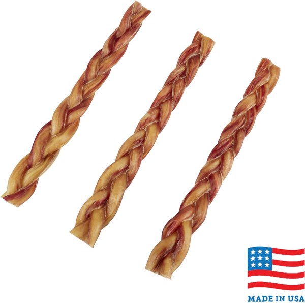 Bones & Chews Made in USA 12" Braided Bully Stick Dog Treat, 3 count slide 1 of 5