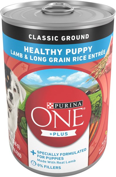 Purina ONE SmartBlend Classic Ground Healthy Puppy Lamb & Long Grain Rice Entree Canned Dog Food, 13-oz, case of 12 slide 1 of 10