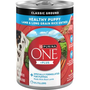 Purina ONE +Plus Classic Ground Healthy Puppy Lamb & Long Grain Rice Entree Canned Dog Food, 13-oz, case of 12