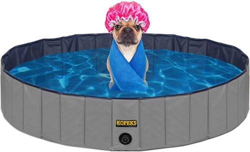 Show full view: KOPEKS Outdoor Portable Dog Swimming Pool, Gray, X-Large slide 6 of 7