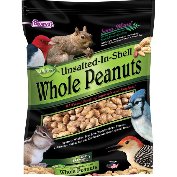 BROWN'S Song Blend UnsaltedInShell Whole Peanuts Wild Bird Food, 10